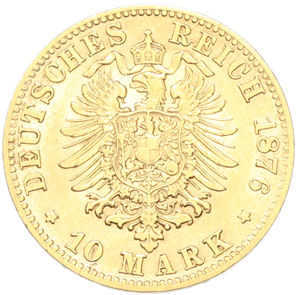 10 марок 1876 года F Германия (Вюртемберг) — Фото №2