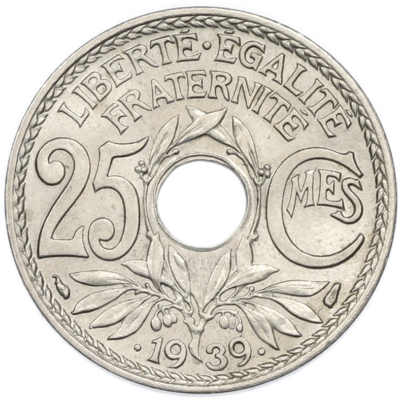 25 сантимов 1939 года Франция — Фото №1
