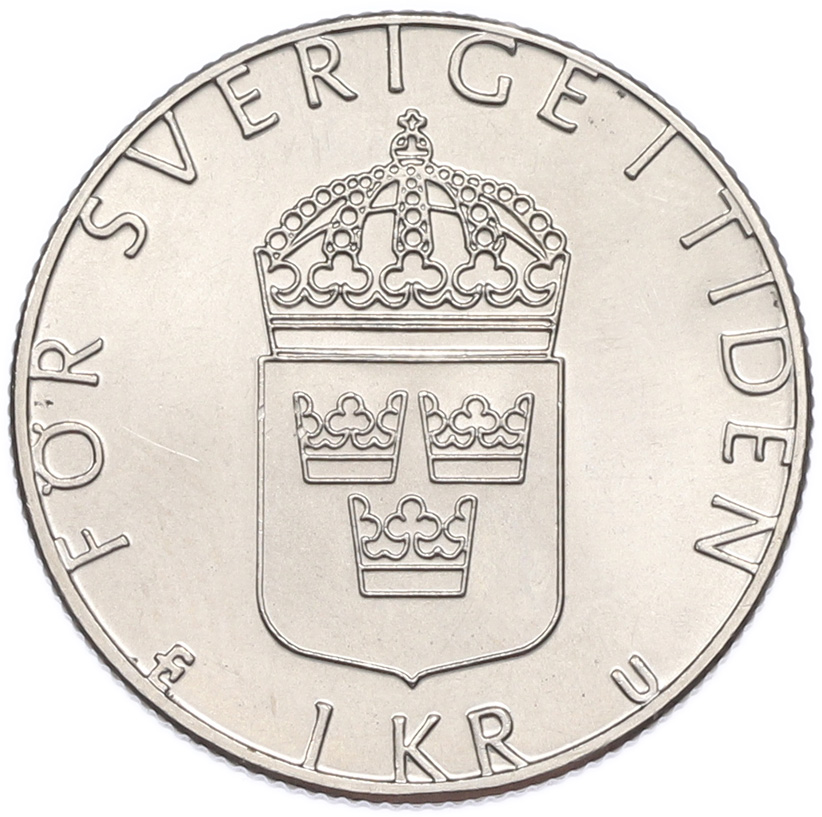1 крона 1977 года Швеция — Фото №2