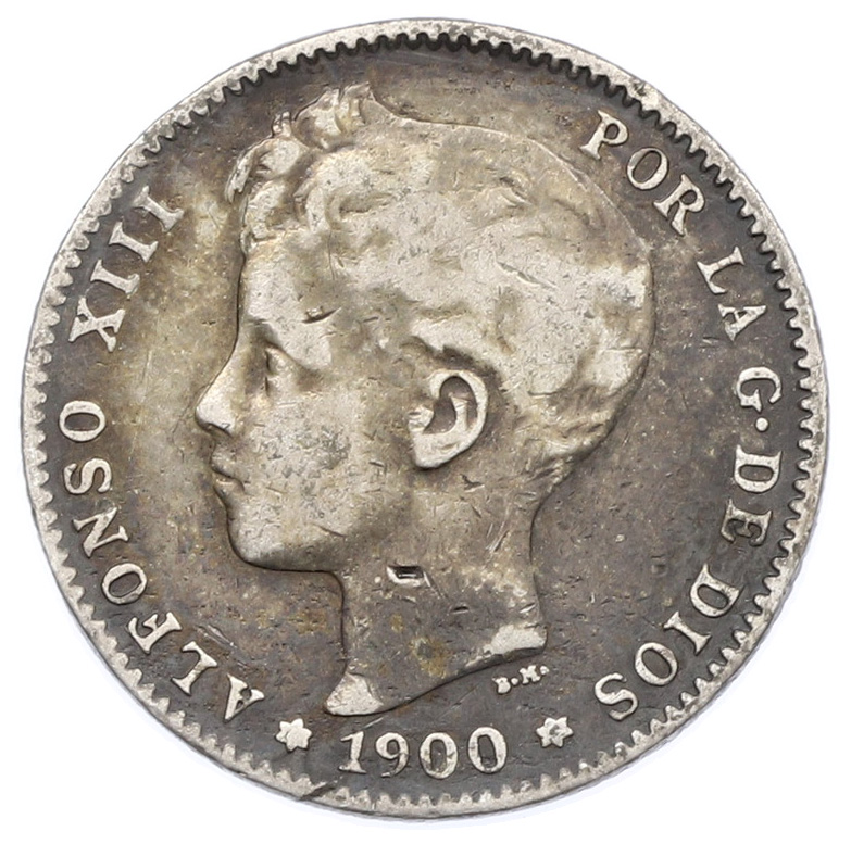 1 песета 1900 года Испания — Фото №1