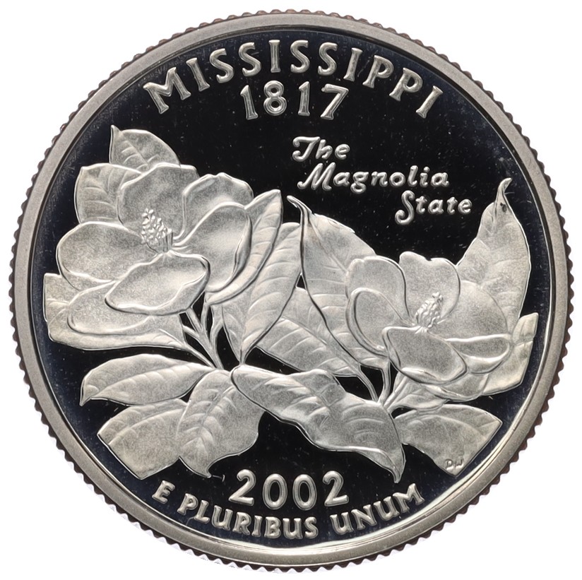 1/4 доллара (25 центов) 2002 года S США «Штаты и территории — Миссисипи» — Фото №1