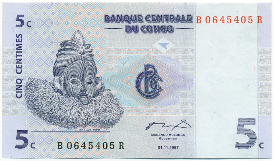 5 сантимов 1997 года Конго (ДРК) — Фото №1