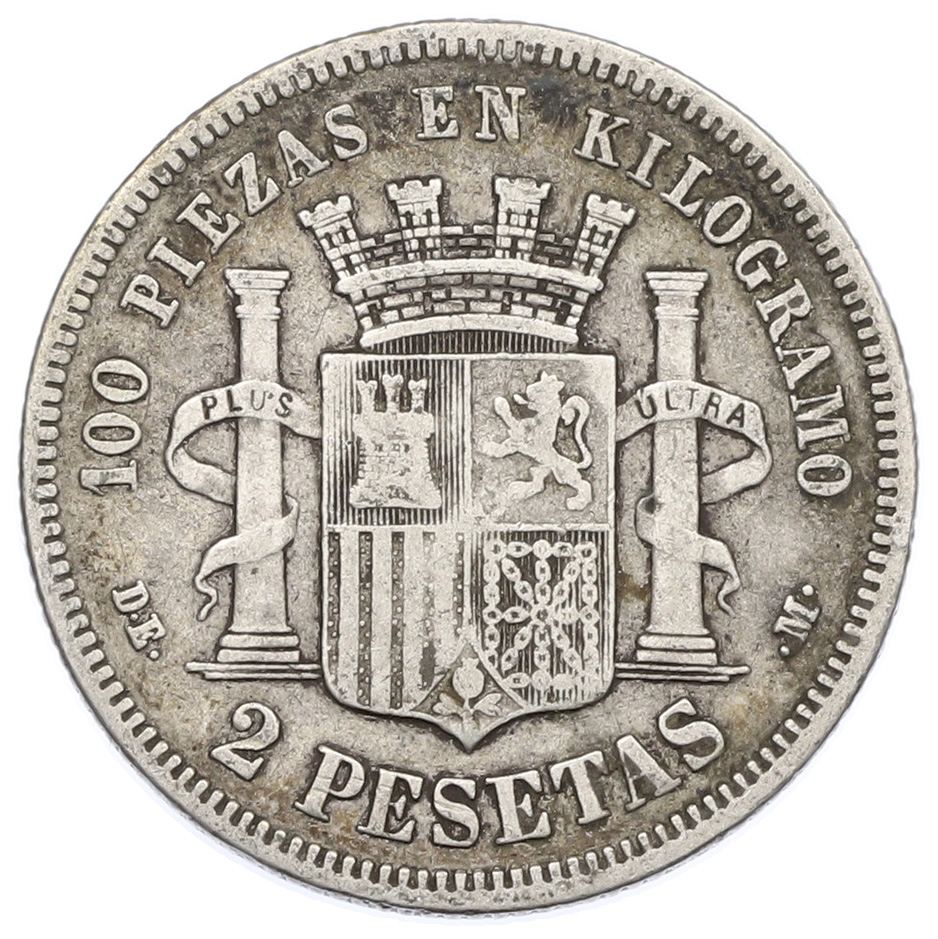 2 песеты 1870 (73) года Испания — Фото №2