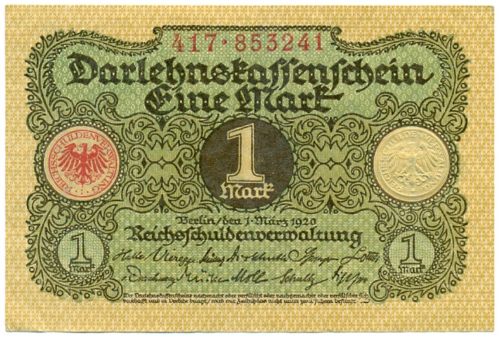 1 марка 1920 года Германия — Фото №1