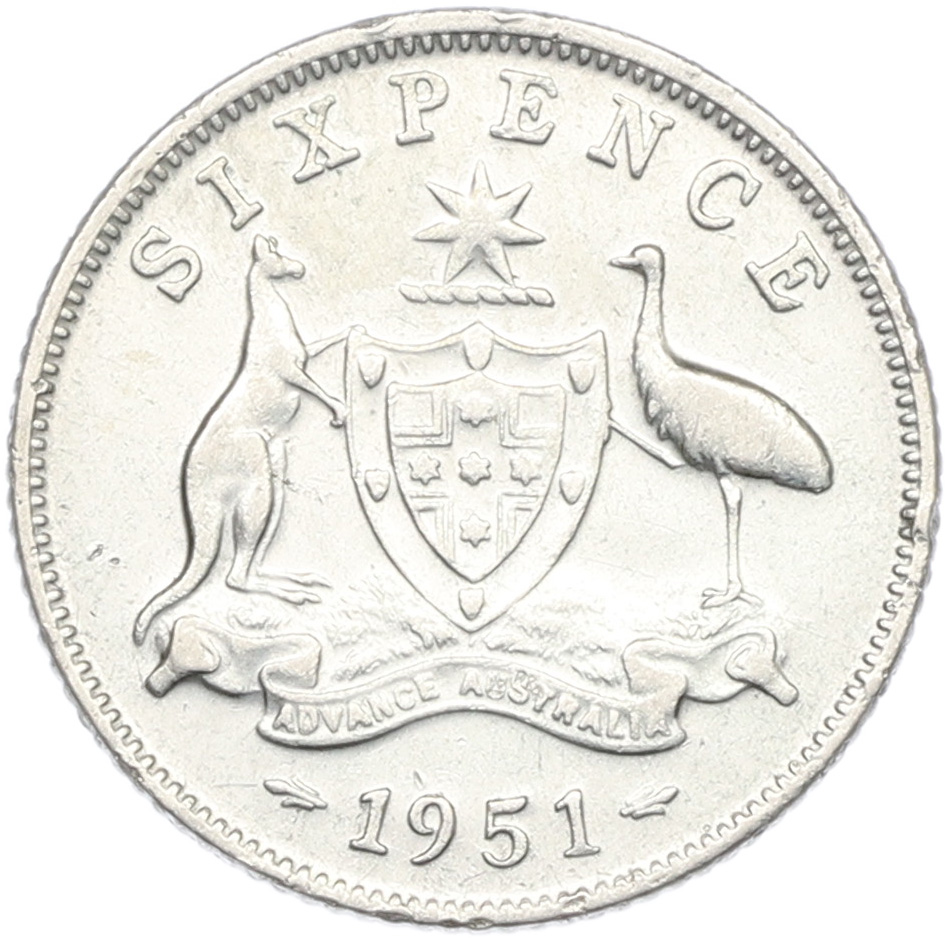 6 пенсов 1951 года Австралия — Фото №1