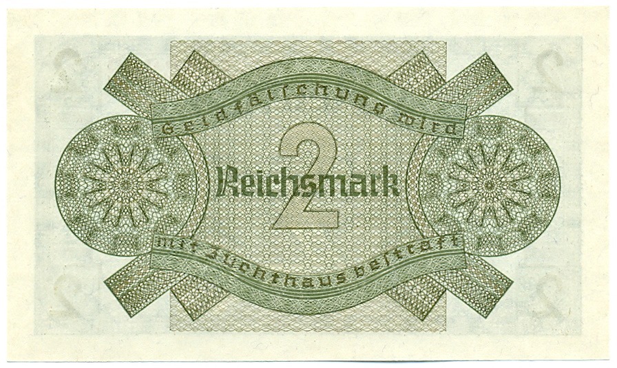 2 рейхсмарки 1940 года Германия (Для оккупированных территорий) — Фото №2