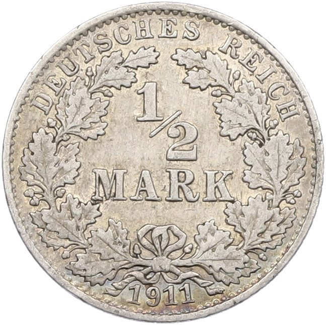 1/2 марки 1911 года A Германия — Фото №1