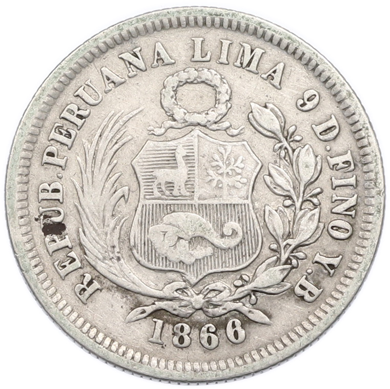 1/5 соля 1866 года Перу — Фото №1