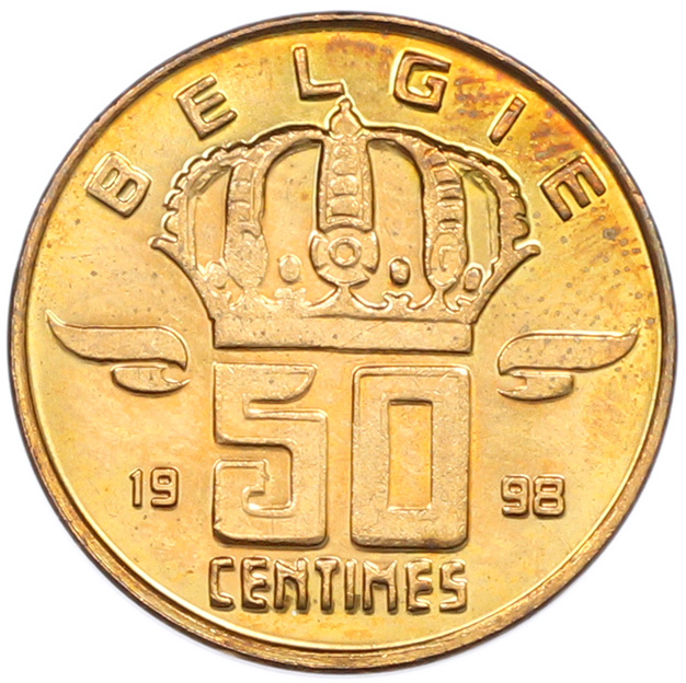 50 сантимов 1998 года Бельгия — легенда на фламандском (BELGIE) — Фото №1