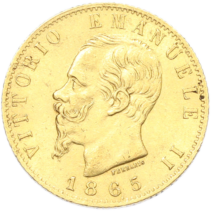 20 лир 1865 года Италия — Фото №1