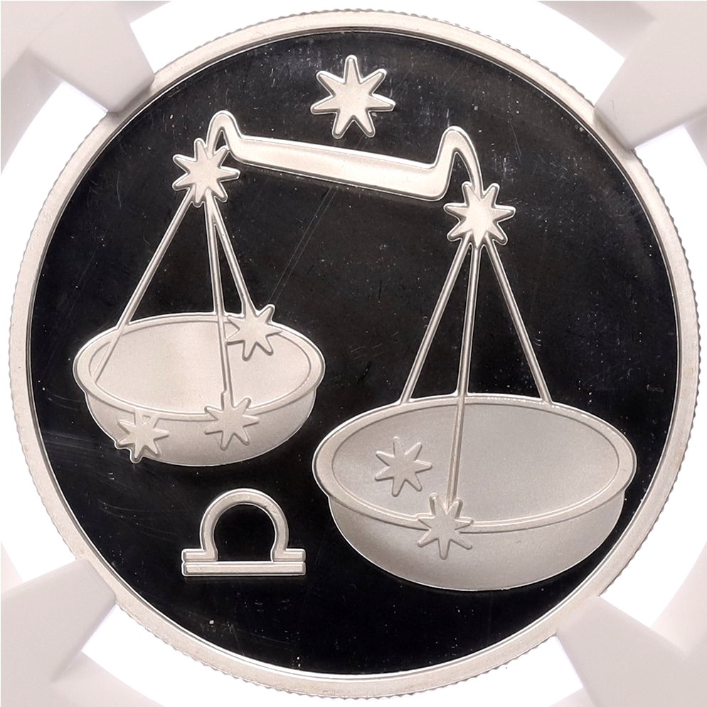 2 рубля 2002 года ММД «Знаки зодиака — Весы» в слабе NGC (PF69 ULTRA CAMEO) — Фото №1