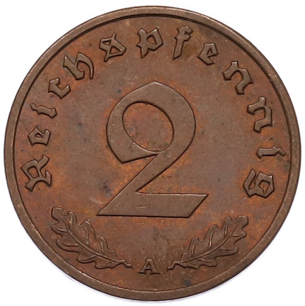 2 рейхспфеннига 1938 года A Германия — Фото №2