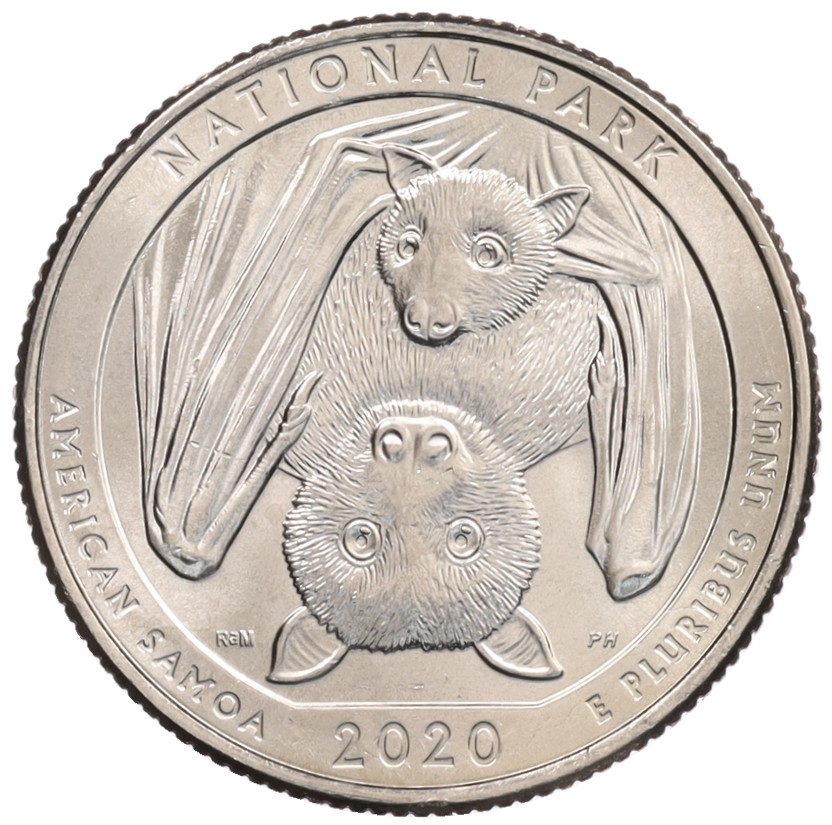 1/4 доллара (25 центов) 2020 года P США «Национальные парки — №51 Национальный парк Американского Самоа» — Фото №1