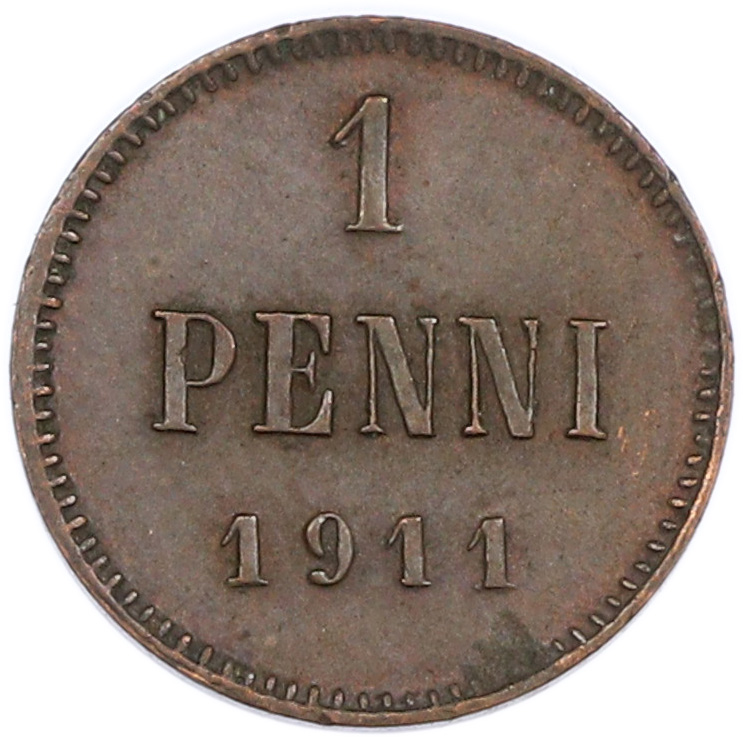 1 пенни 1911 года Русская Финляндия — Фото №1