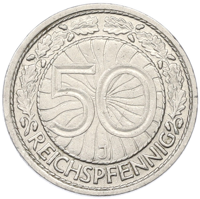 50 рейхспфеннигов 1927 года J Германия — Фото №2