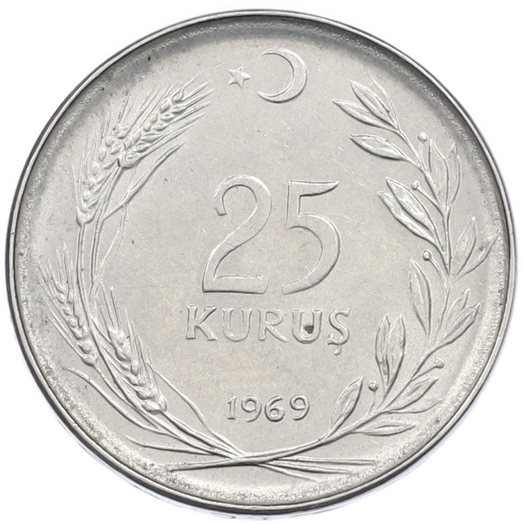 25 курушей 1969 года Турция — Фото №1