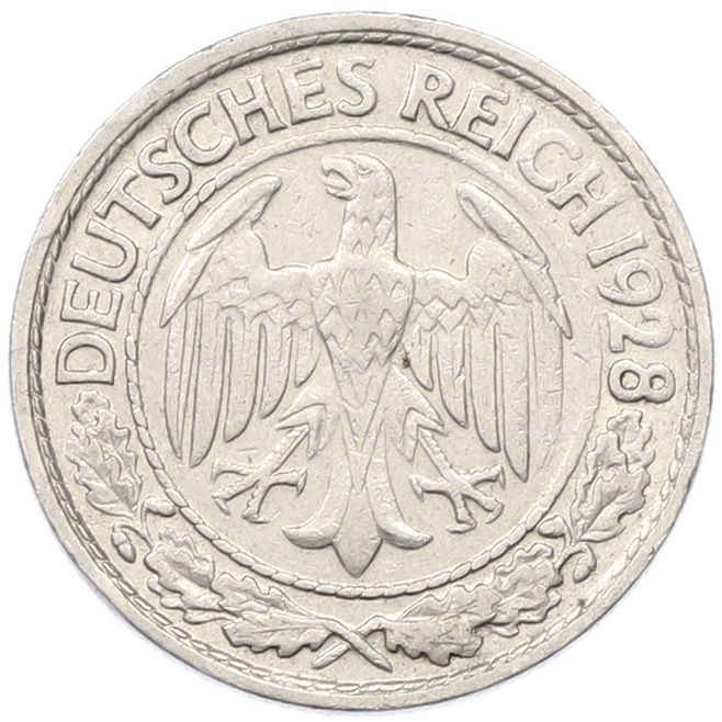 50 рейхспфеннигов 1928 года D Германия — Фото №1