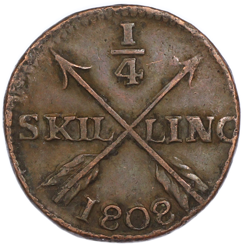 1/4 скиллинга 1808 года Швеция — Фото №1