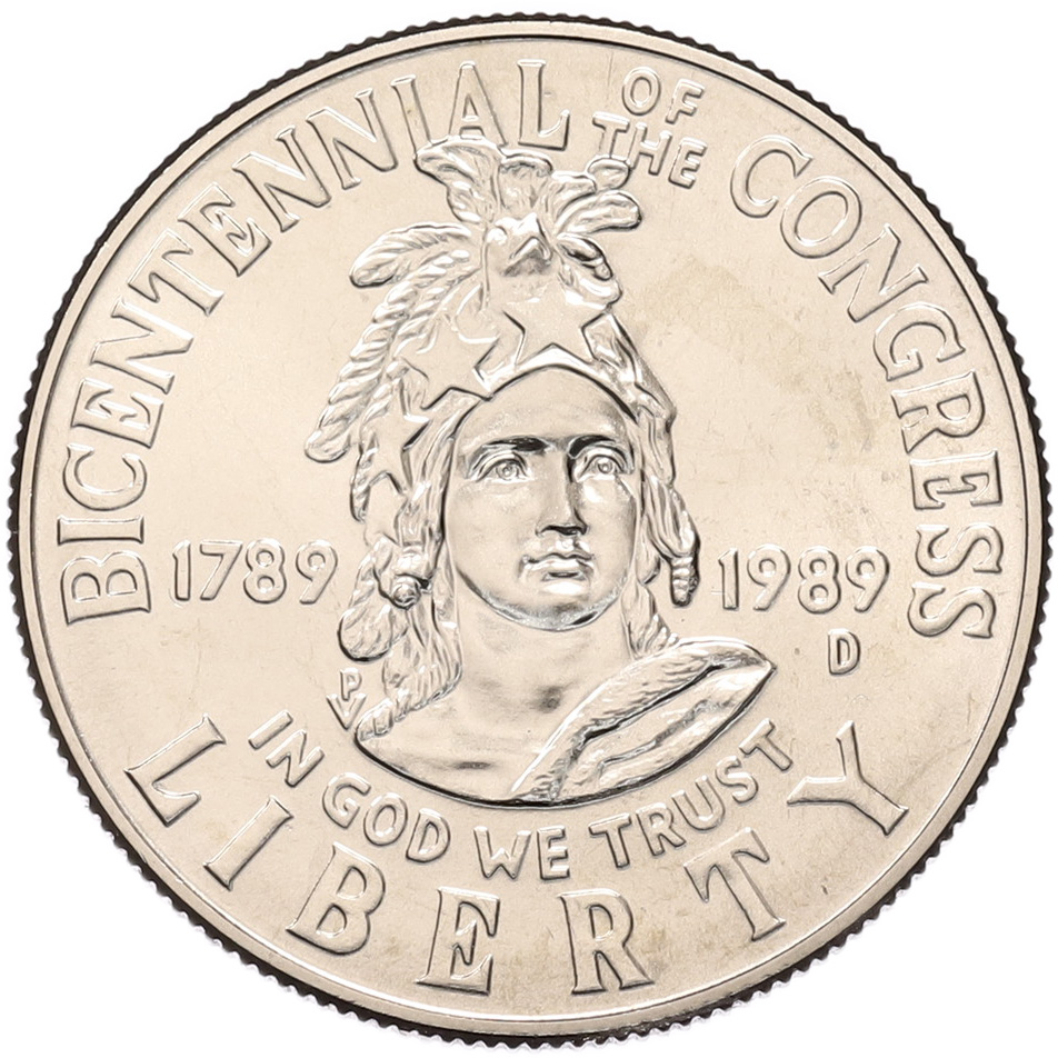 1/2 доллара (50 центов) 1989 года D США «200 лет Конгрессу» — Фото №1