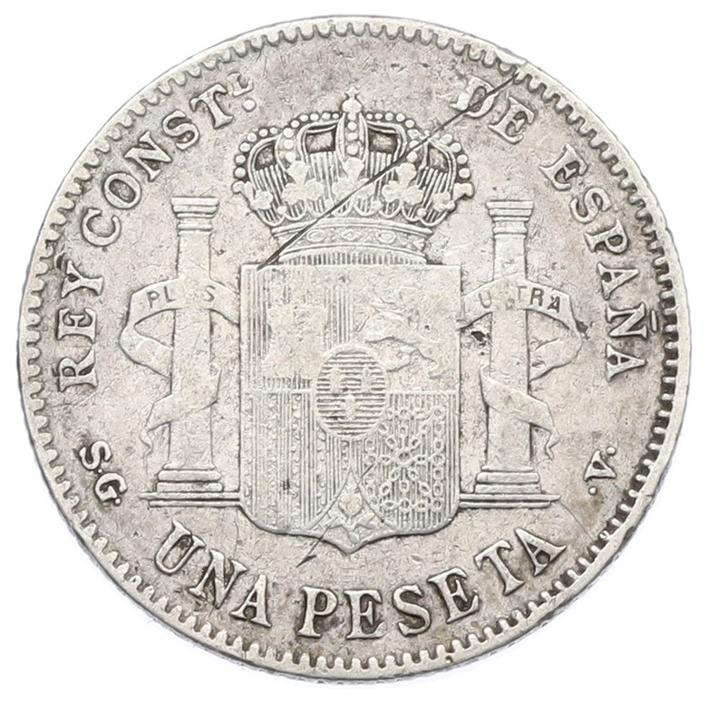 1 песета 1899 года Испания — Фото №2