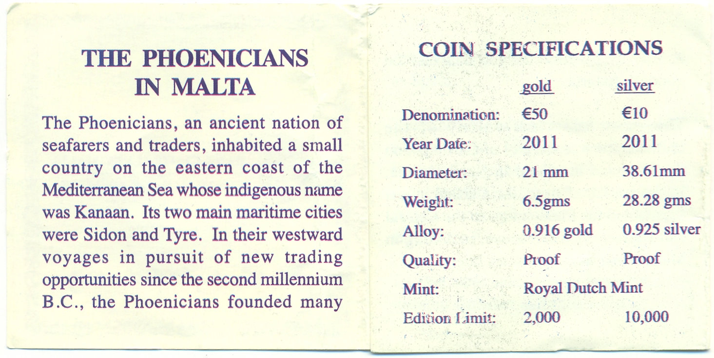 10 евро 2011 года Мальта «Финикийцы на Мальте» — Фото №3