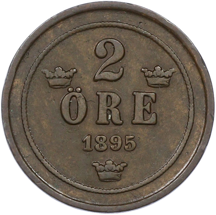 2 эре 1895 года Швеция — Фото №1