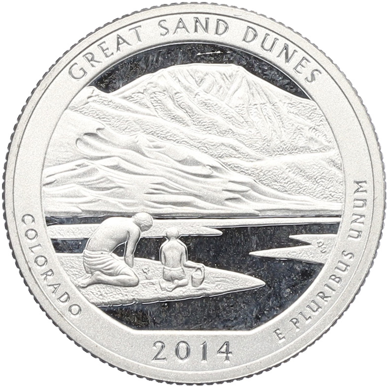 1/4 доллара (25 центов) 2014 года S США «Национальные парки — №24 Национальный парк Грейт-Санд-Дьюнс» — Фото №1