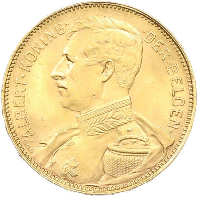 20 франков 1914 года Бельгия — легенда на фламандском (DER BELGEN) — Фото №1