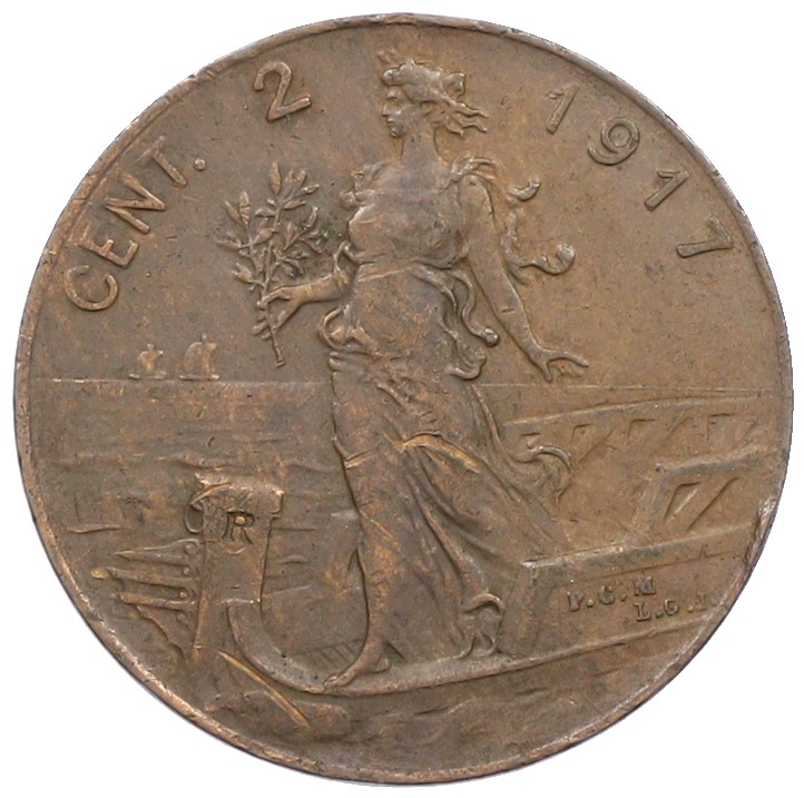 2 чентезимо 1917 года Италия — Фото №1