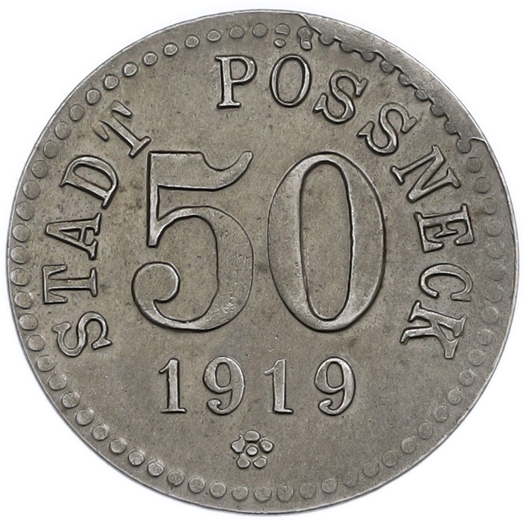 50 пфеннигов 1919 года Германия — город Пёснек (Нотгельд) — Фото №2