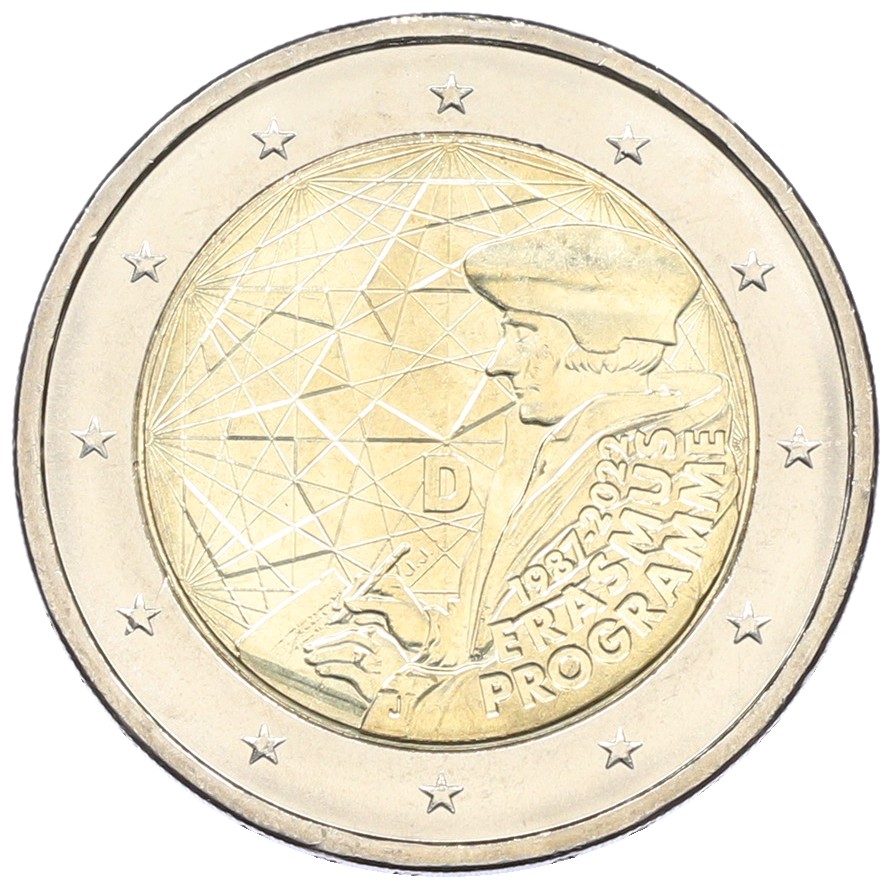 2 евро 2022 года J Германия «35 лет программе Эразмус» — Фото №1