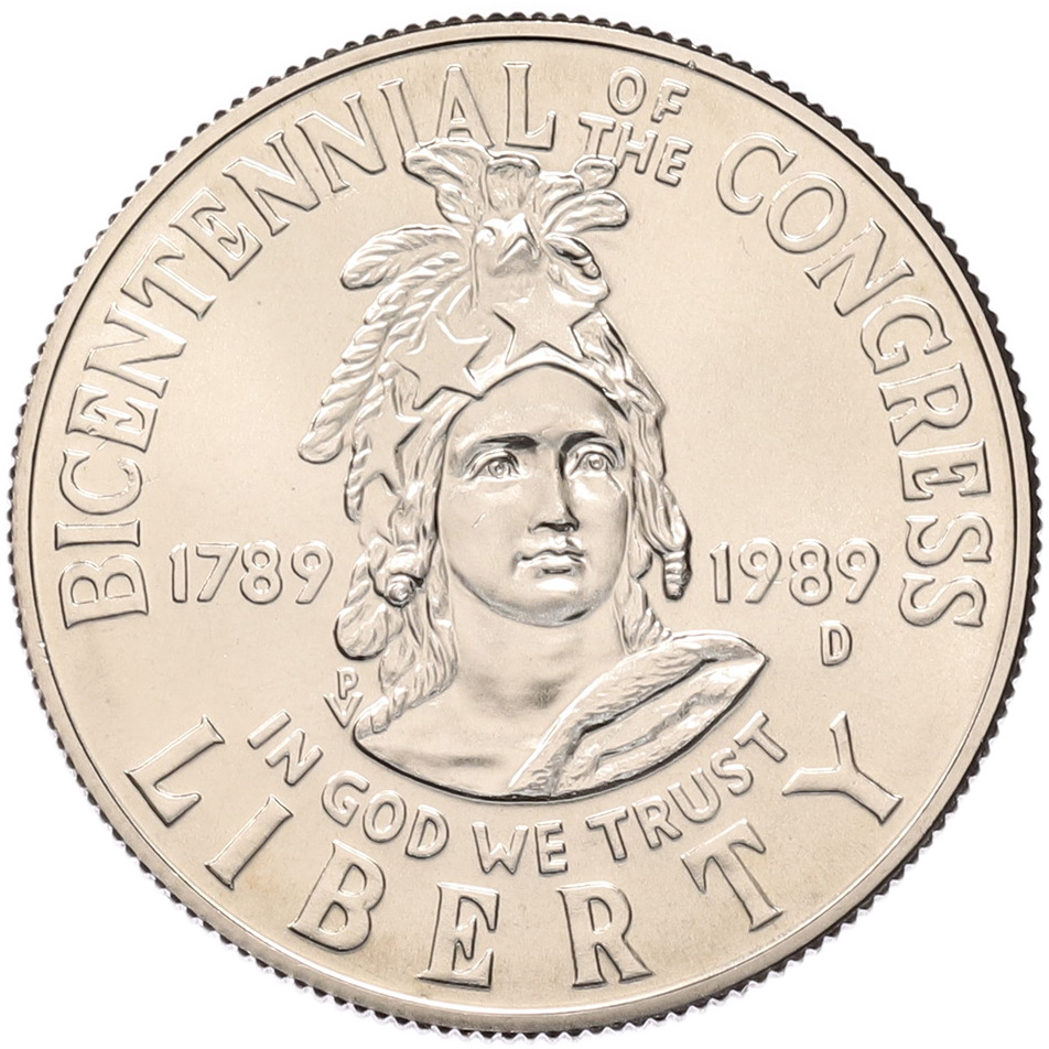 1/2 доллара (50 центов) 1989 года D США «200 лет Конгрессу» — Фото №1