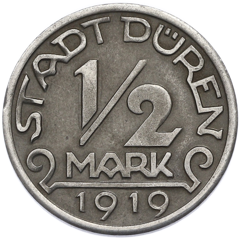1/2 марки 1919 года Германия — город Дюрен (Нотгельд) — Фото №2