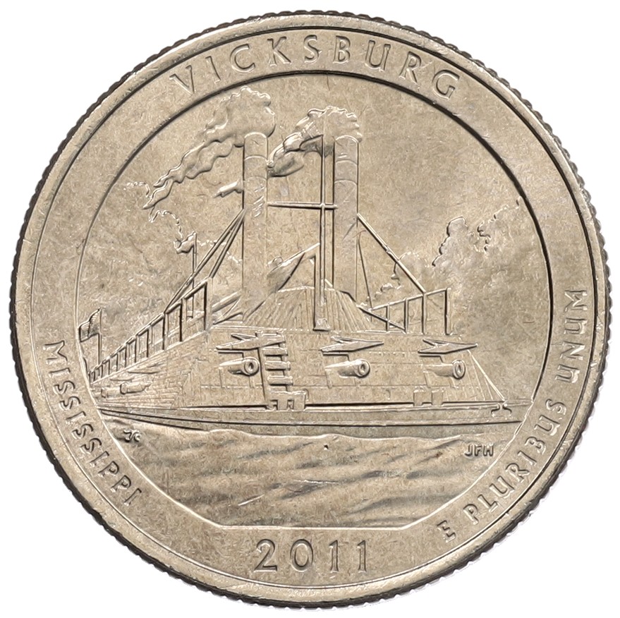1/4 доллара (25 центов) 2011 года P США «Национальные парки — №9 Национальный парк Виксбург» — Фото №1