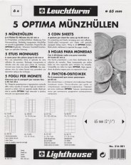 Листы для 6 монет Ø 65 мм, 5 штук, формат Оптима, Leuchtturm — Фото №1