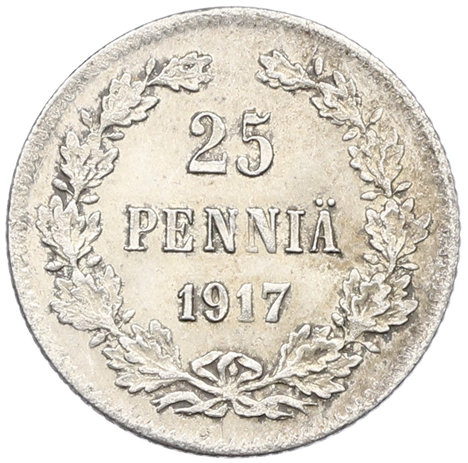 25 пенни 1917 года Русская Финляндия (Орел с коронами) — Фото №1