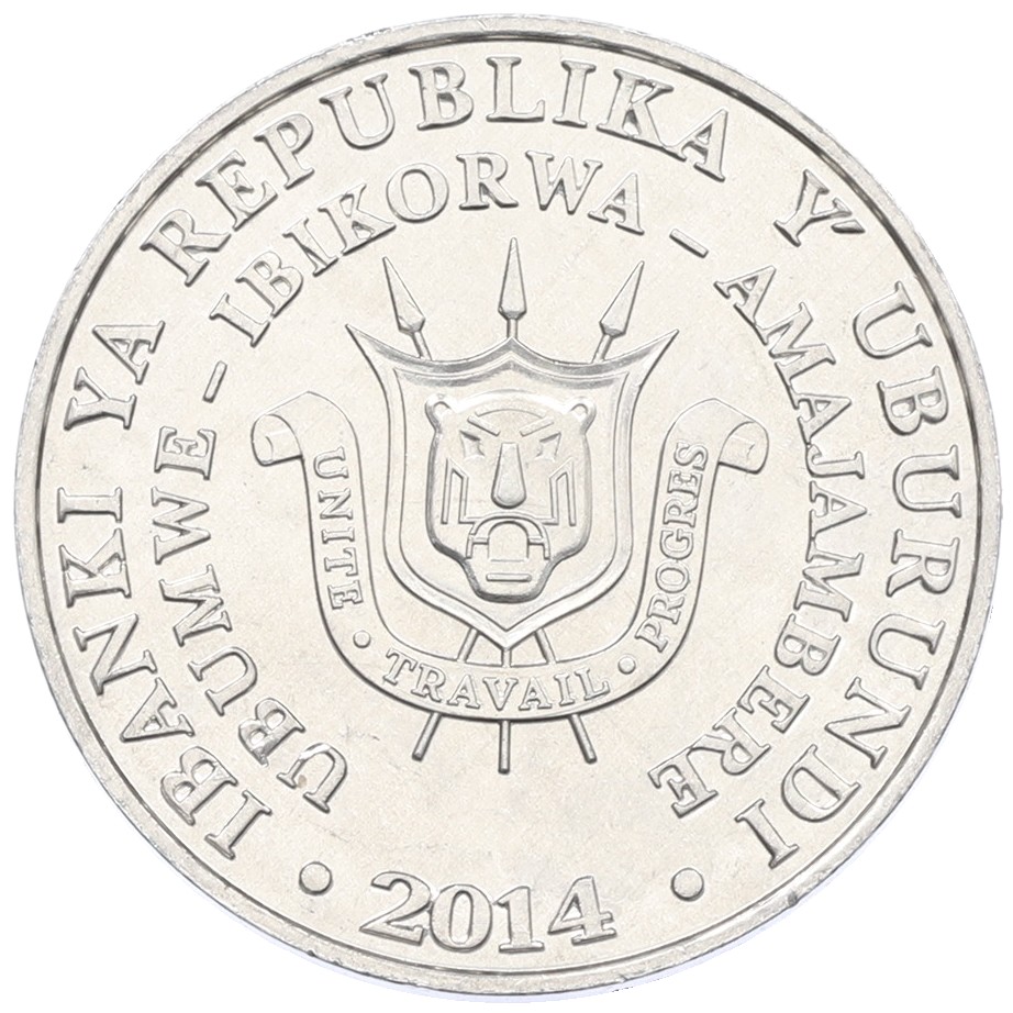 5 франков 2014 года Бурунди «Птицы — Венценосный орел» — Фото №2