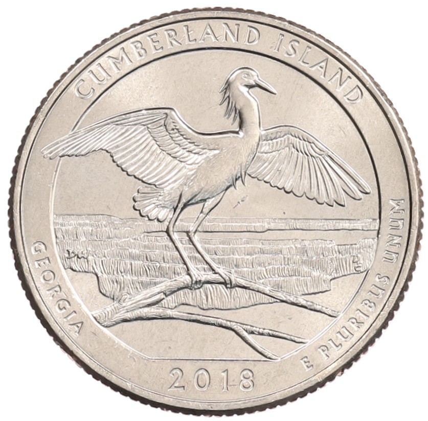 1/4 доллара (25 центов) 2018 года Р США «Национальные парки — №44 Национальное побережье острова Камберленд» — Фото №1