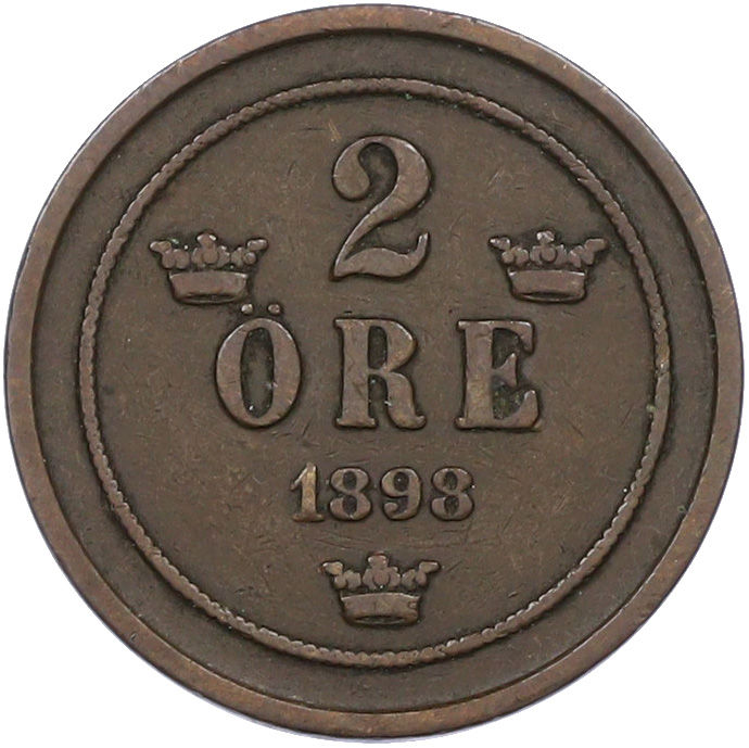 2 эре 1898 года Швеция — Фото №1