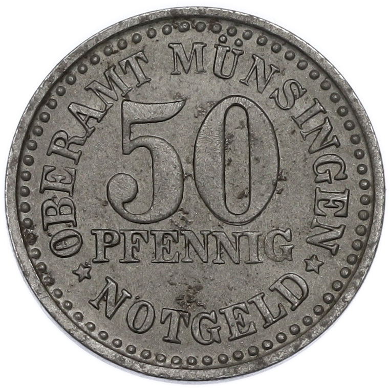 50 пфеннигов 1920 года Германия — округ Мюнзинген (Нотгельд) — Фото №2