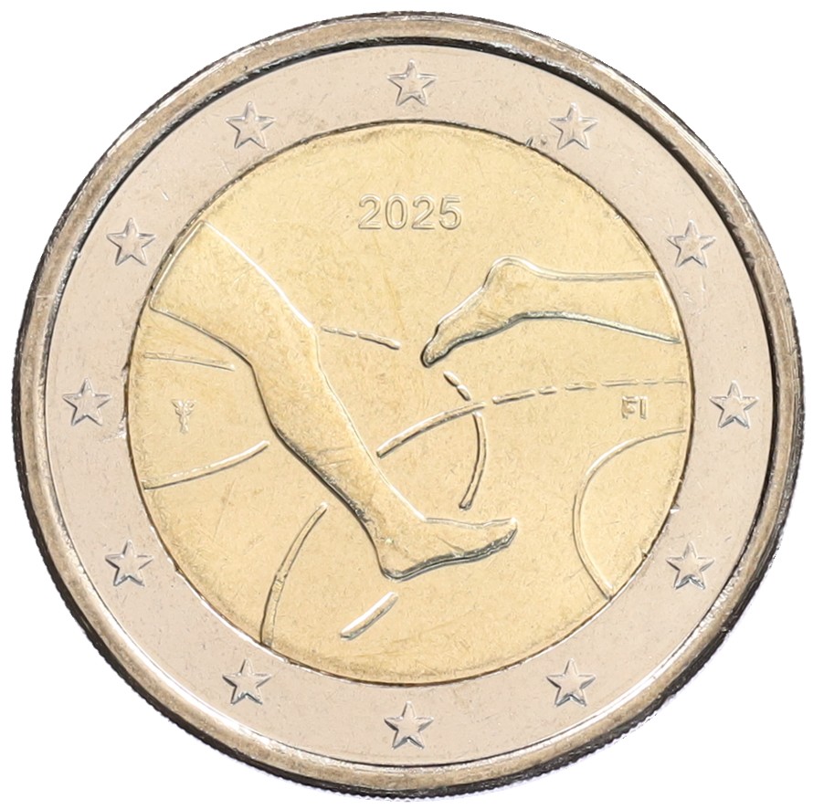 2 евро 2025 года Финляндия «100 лет Финско-шведским легкоатлетическим играм» — Фото №1