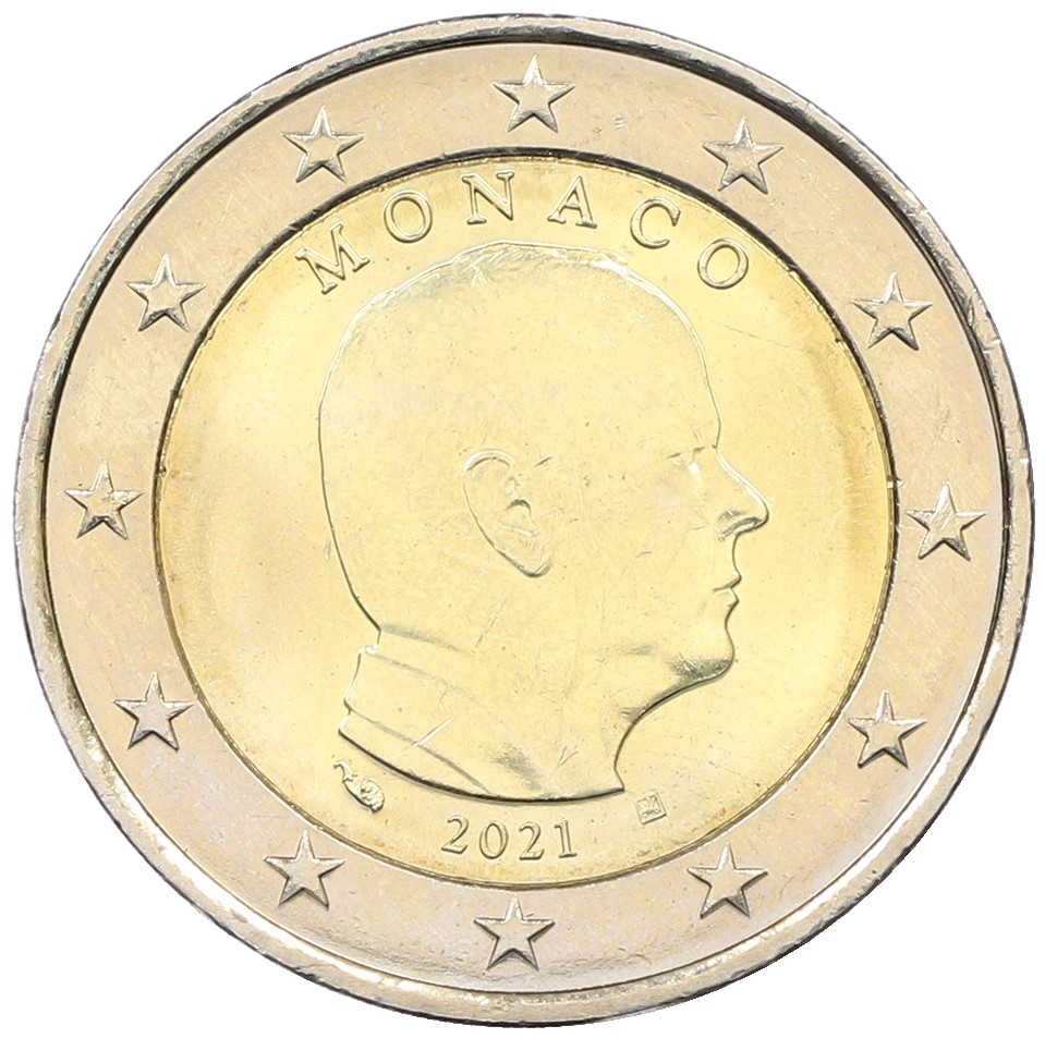 2 евро 2021 года Монако — Фото №1