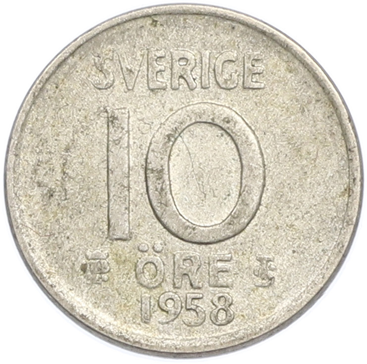 10 эре 1958 года Швеция — Фото №1