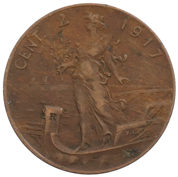 2 чентезимо 1917 года Италия — Фото №1