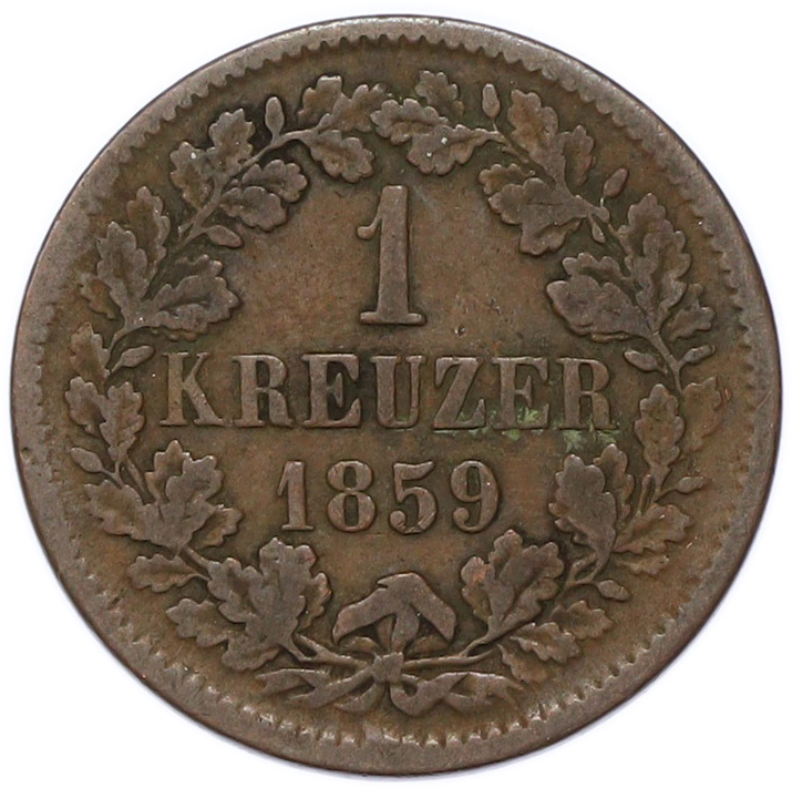 1 крейцер 1859 года Баден — Фото №1