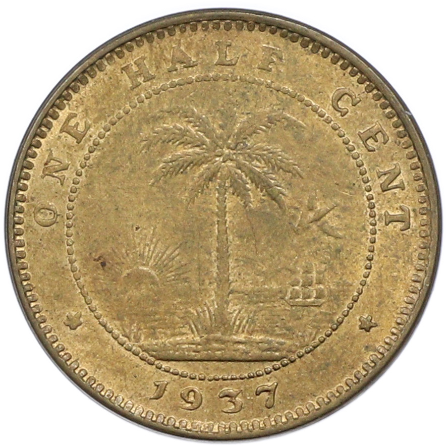 1/2 цента 1937 года Либерия — Фото №1