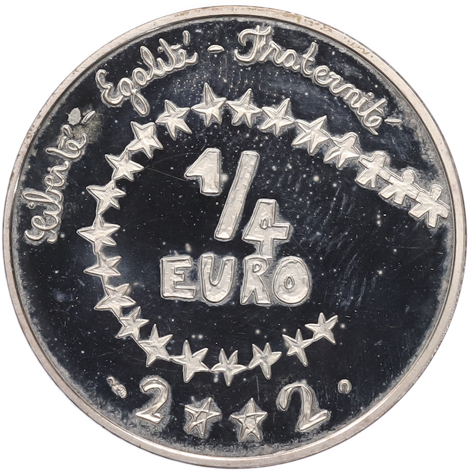 1/4 евро 2002 года Франция «Введение евро — Детский дизайн» — Фото №2