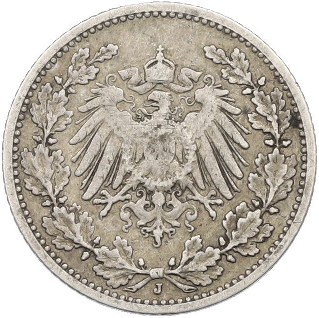 1/2 марки 1905 года J Германия — Фото №2