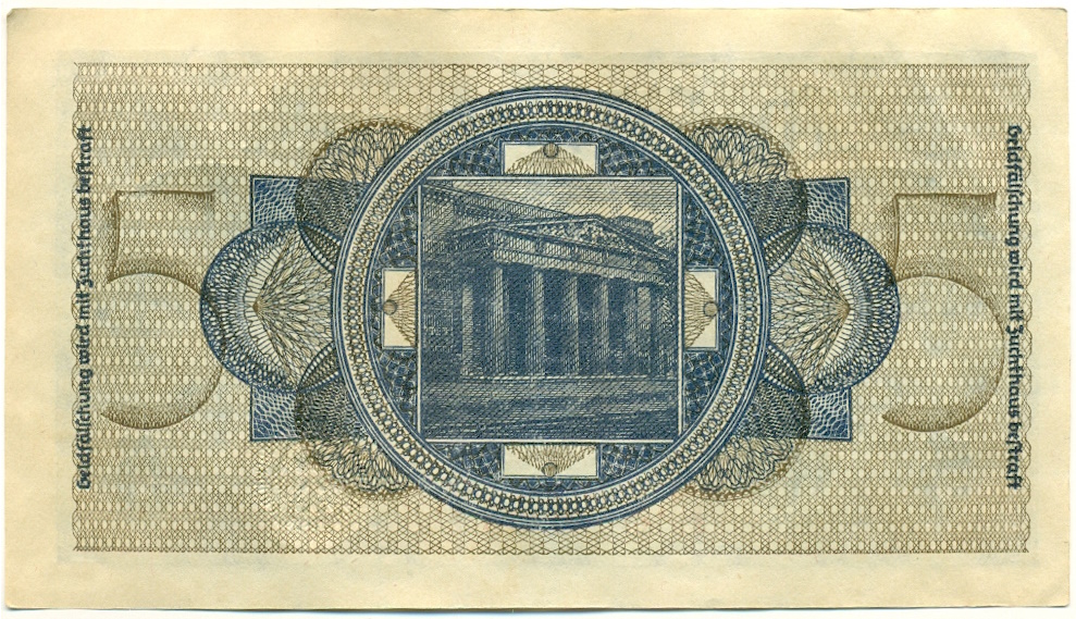 5 рейхсмарок 1940 года Германия (Для окупированных территорий) — Фото №2