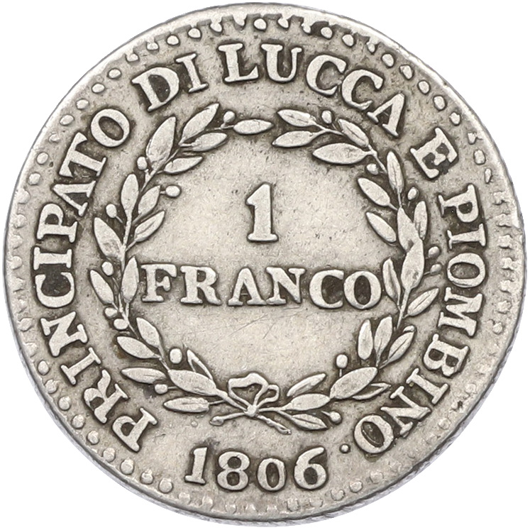 1 франк 1806 года Лукка и Пьомбиньо — Фото №2